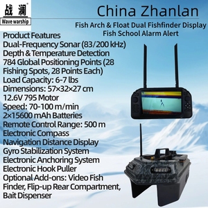 Sonda de Pesca con Video de Doble Frecuencia Zhanlan, Sonar 2D, GPS, Plástico ABS, Gancho de Remolque para <span class=keywords><strong>Barco</strong></span> Cebador, Sistema Cuatro <span class=keywords><strong>en</strong></span> Uno para Pesca de Carpas Europeas - Product Image 2