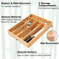 Organisateur de tiroir pour ustensiles de cuisine, plateau à couverts avec 5 compartiments, grande boîte de rangement