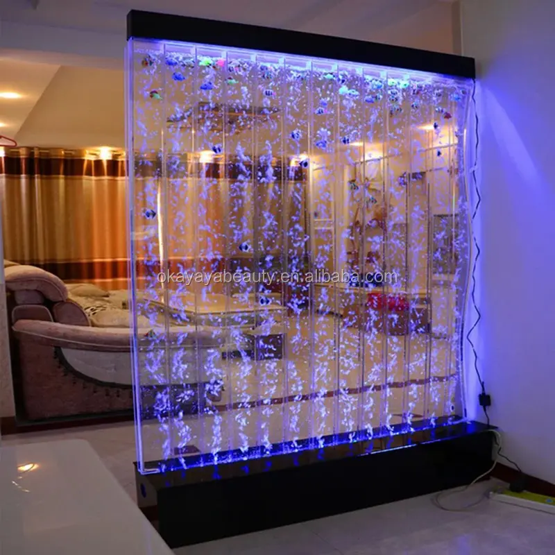 Benutzer definierte Boden stehende Wasser blase Wand Bildschirm Licht leiste Wasser blase Wand mit LED-Licht für Schönheits salon