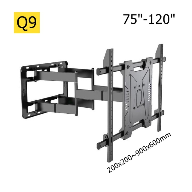 Heavy Duty TV Wall Mount for 75 85 98 110 120 Inch Large Screens Max 130kg 286lbs Swing Arm VESA 900x600mm Cold Rolled Steel