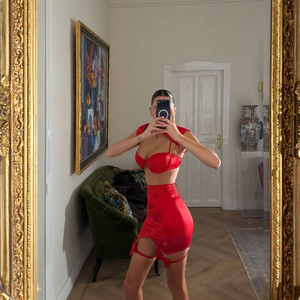 Nouvel ensemble de lingerie sexy en dentelle française pour femme, modèle Saint-Valentin, ultra-fin, respirant, push-up, brodé pour un effet galbant - Product Image 2