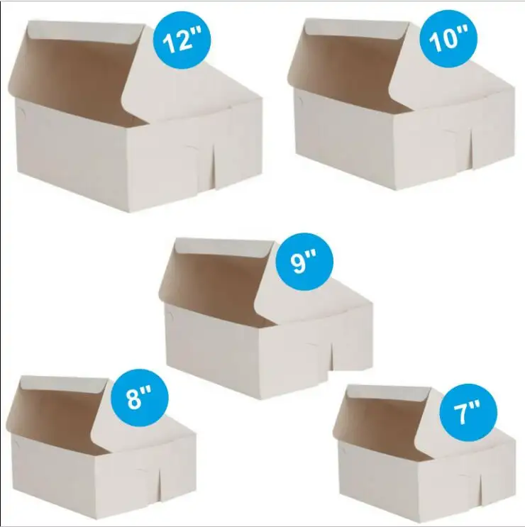 Pack of 10x Cake Boxes Fold Flat White Square Cardboard Box Cakes Cupcakes Box