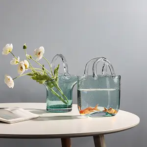 Neues Produkt Blumenvase Handtasche Glasvase für Fischzucht Kristall vase für Wohnkultur Geschenk