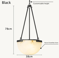 Pendentif LED américain de luxe rectangulaire en pierre de neige ombre beignet lumière en laiton pour la maison salon source d'alimentation ca suspendu