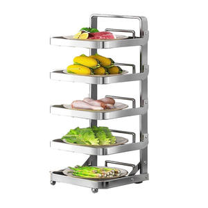 Étagère de cuisine pliable en acier inoxydable à 5 niveaux, organisateur de rangement mural multi-couches pour aliments, étagère de préparation pour comptoir - Product Image 4