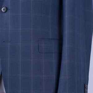 Trajes de hombre oficiales con diseño a cuadros, trajes de hombre azules de 3 piezas, pantalón y <span class=keywords><strong>camisa</strong></span>, <span class=keywords><strong>traje</strong></span> de hombre ajustado de un solo pecho para fiesta de boda - Product Image 5