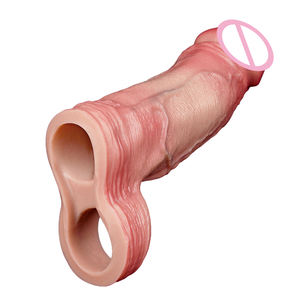 Manchon épais pour hommes gode en Silicone à extrémité ouverte avec anneau Anti-chute agrandissement du pénis jouets sexuels préservatifs retarder l'éjaculation - Product Image 4