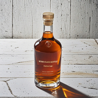 Bouteilles en verre transparentes pour whisky, vodka, brandy et vin, capacité personnalisée, vente en gros, avec couvercles.
