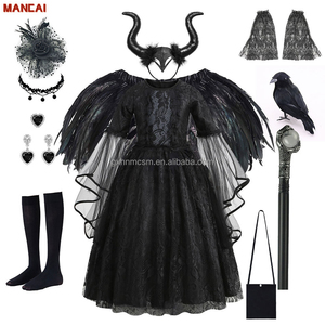 Disfraz de <span class=keywords><strong>Mal</strong></span>éfica para Niñas, Vestido de Manga Larga con Encaje Negro, Disfraz de Halloween, Disfraz de Carnaval - Product Image 2