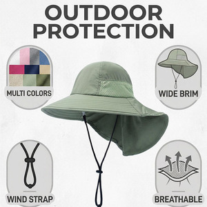 Chapeau de soleil à large bord UPF50+ pour enfants, chapeau de pêcheur respirant en maille pour tout-petits, avec sangle <span class=keywords><strong>anti</strong></span>-vent, <span class=keywords><strong>anti</strong></span>-<span class=keywords><strong>UV</strong></span>, pour la plage et les activités de plein air - Product Image 6