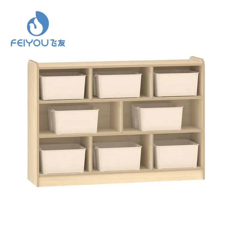 Feiyou armadio portaoggetti in legno per bambini vendita di mobili per l'asilo nido armadio portaoggetti a 9 cubi in acero con pannello posteriore