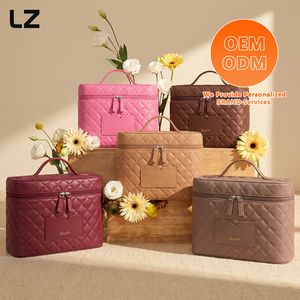 Bolsa de Maquillaje Acolchada de Cuero PU LZ Manufacturer, Organizador con Espejo y Divisores, Estuche de Cosméticos y Artículos de Aseo con Correa para Equipaje - Product Image 2