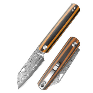 Couteau pliant LONSDOW 67 en acier Damas avec manche en Micarta, OEM ODM DIY, pour <span class=keywords><strong>la</strong></span> chasse, <span class=keywords><strong>le</strong></span> camping en plein air, EDC, couteau de poche - Product Image 1