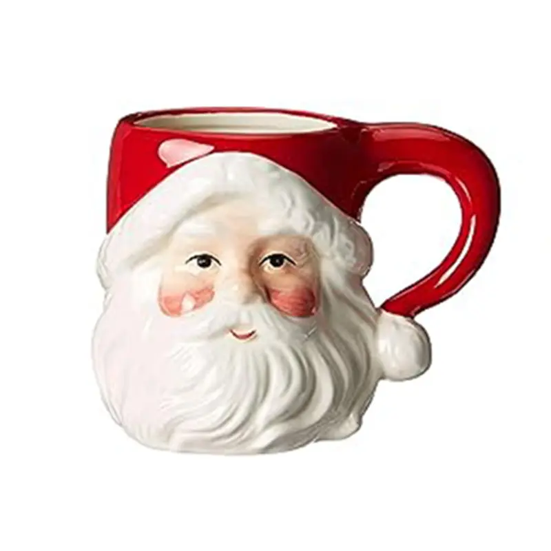 Juego de 4 tazas en forma de cabeza, taza de café clásica mediana de Papá Noel, Taza de cerámica navideña para beber