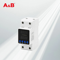 Protecteur de tension réglable A&B PN2-VA4 6 63A 220V AC sur rail DIN avec double affichage, protection contre les surtensions/sous-tensions et les surintensités, certifié PC CE