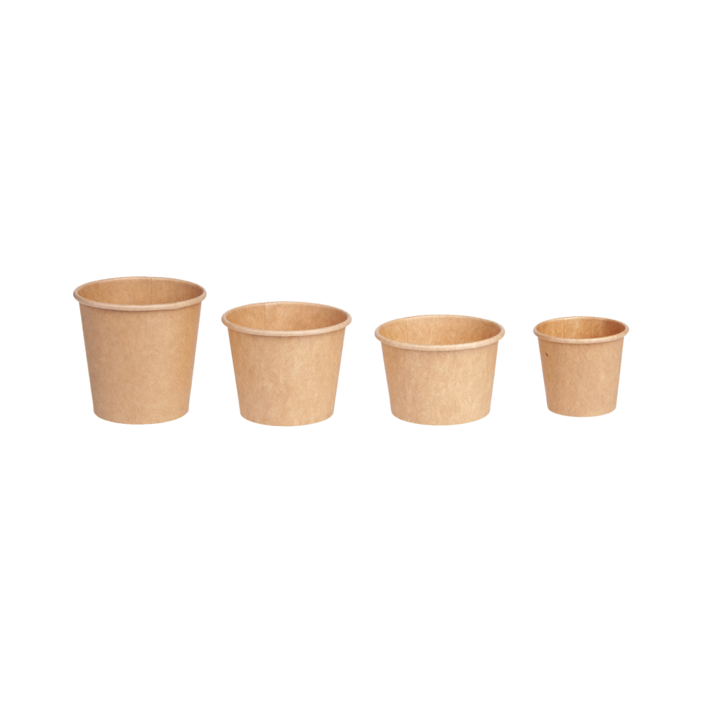 Take Away Disposable Custom Printing Kraft Paper Soup Cup Food Packing Container Kraft Paper Bowl with Lids