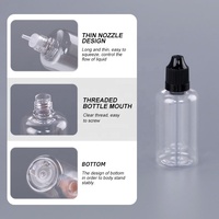 Vente de flacons compte-gouttes en plastique PET transparents, vides, rechargeables, de haute qualité, pour animaux de compagnie, 10 ml, 15 ml, 30 ml