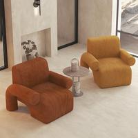 Französischer Creme-Stil Lässiges Lammfell-Einzelsessel-Multifunktionssofa für Büro, Kleine Wohnung, Schlafzimmer, Gemütliches Stoffsofa für Zuhause
