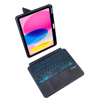 iPad için Soğuk Işıklı Klavye, Pil Seviyesi Göstergeli Manyetik Tablet Kılıfı ve Kalem Tutucu (10. Nesil 10.9 Air 11 için)