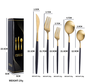 GEMEI Lot de 20 couverts dorés personnalisés en acier inoxydable, fourchette et couteau pour hôtel et fête de mariage - Product Image 6