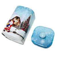 Emballage en fer blanc personnalisé, boîte en métal de forme carrée, boîte en fer blanc de thé de café de noël avec couvercle