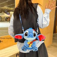 Nouveau sac à dos en peluche Stitch de dessin animé, sac d'école unisexe à double bandoulière pour adolescents et adultes, modèle tendance