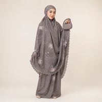 Ensemble de prière Mukena en nylon pour femmes, avec dentelle, vêtements islamiques modestes