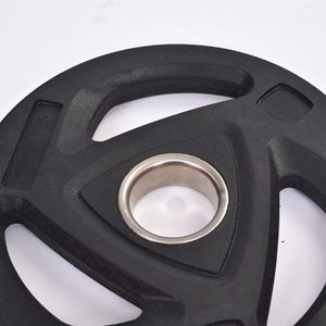 Discos de Peso para Barra Ergonómica Get-Fit <span class=keywords><strong>Gym</strong></span> <span class=keywords><strong>Power</strong></span>, de Hierro Fundido con Revestimiento de Goma Negra, con 3 Orificios, de Uretano - Product Image 4