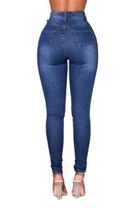 <span class=keywords><strong>Jeans</strong></span> Ajustados para Mujer Skinny de Cintura Alta <span class=keywords><strong>Jeans</strong></span> Azules de Mezclilla Tipo Lápiz Pantalones Elásticos para Mujer - Product Image 3