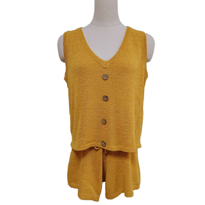 nuevo pijamas de las mujeres ropa de <span class=keywords><strong>dormir</strong></span> Homewear <span class=keywords><strong>sin</strong></span> mangas Tops desgaste de la noche de botón conjunto de pijamas - Product Image 5