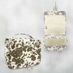 Bolsa de Aseo Colgante Personalizada, Organizador de Cosméticos de Gran Capacidad, Plegable, de Cuero PU, con Gancho - Product Image 1