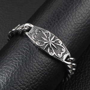 Pulsera Punk de Estrella de Ocho Puntas Estilo Europeo-Americano para Hombre, de Acero de Titanio Fundido con Diseño de Flor de Arroz, Accesorio de Moda CE551 - Product Image 4