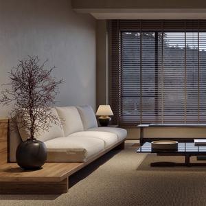 Sofá Minimalista de Madera Maciza en Forma de L, Tapizado con Relleno de Espuma, Muebles para Sala de Estar - Product Image 2