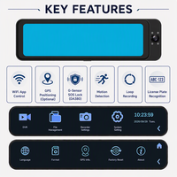 Caméra de tableau de bord 3 canaux avec écran tactile 11 pouces 4K, vision avant, arrière et habitacle, WDR, WiFi, streaming multimédia, DVR pour voiture