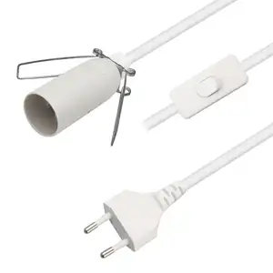 White Eu Cord Set With on off Switch Salt Lamps holder e14 e12 Selenite Lamps cord cable