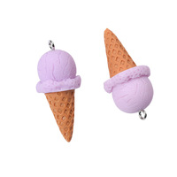 Breloques Kawaii 3D en résine en forme de cornet de crème glacée, couleurs assorties, pendentifs mignons en forme d'aliments pour la fabrication de boucles d'oreilles, porte-clés et bijoux DIY