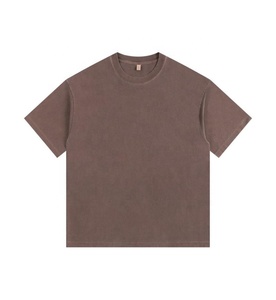 T-shirt homme lourd 260 GSM multicolore Vintage lavage 100% coton manches courtes ample surdimensionné col rond blanc logo personnalisé - Product Image 5