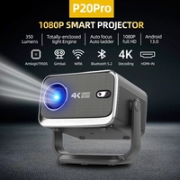Projecteur LCD P20S Pro portable 3.5 pouces 1080P 350 ANSI Lumens Android 13 2G RAM 16G ROM double WiFi mise au point automatique projecteur Keystone