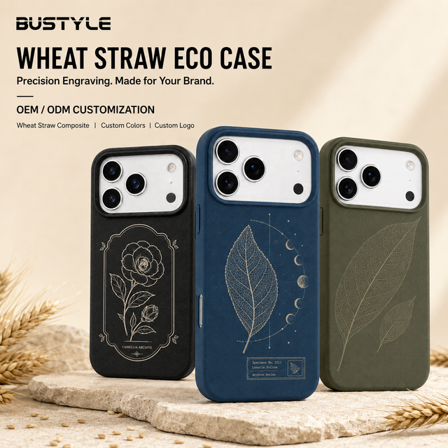 Custom Eco Friendly Wheat Straw Phone Case for iPhone 17 18 Pro Precision Engraved Shockproof Matte Cover OEM ODM Manufacturer