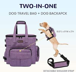 Échantillon gratuit : 2 bols pour chiens, sac de transport multi-poches pour accessoires pour chiens, essentiels pour les voyages en voiture avec chien, sac à dos de voyage pour animaux de compagnie pour le week-end - Product Image 5