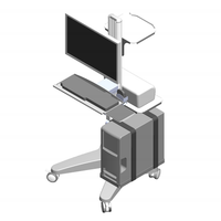 Chariot d'ordinateur à hauteur réglable avec plateau de clavier et petit panier pour bureau/usage médical