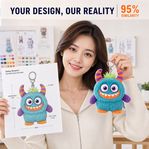 Llavero de peluche personalizado con diseño de monstruo y ojo bordado, fabricante de juguetes de peluche con diseño personalizado, juguete suave, OEM, ODM, logotipo de marca - Product Image 3
