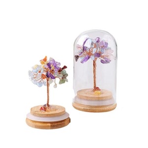 Árbol de Dinero de Cristal, Amatista, Decoración Hecha a Mano para el Hogar, Adorno de Feng Shui con Cúpula de Cristal, 10x6cm - Product Image 1