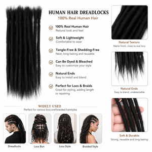 Estensioni Dreadlock 100% Capelli Umani Fatte a Mano con Punte Sciolte per Intrecciare, Riparare e Acconciare i Dreadlock - Product Image 3