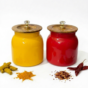 Iron <b>Spice</b> Storage Containers with Wooden Lid and Crystal Knob Premium Metal Kitchen Canister Elegant Decorative <b>Spice</b> <b>Jar</b> - Product Image 1