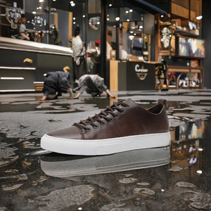 Zapatillas de Cuero Italianas Vintage para Hombre, Pintadas a Mano, de Cuero Vacuno Puro, Diseño con Cordones, Zapatos Casuales Planos con Suela de Goma para Primavera - Product Image 2