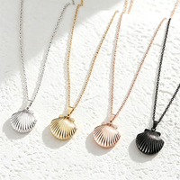 Ywyougang Collier Pendentif Coquillage Océanique en Acier Titane, Pendentif Photo Coquille Ouverte, Accessoires de Mode pour Femmes