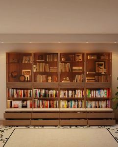 House Office Luxury Modern Wooden <b>Library</b> <b>Furnitures</b> Storage Cabinet Living Room Bookshelf Bookcase - Product Image 4