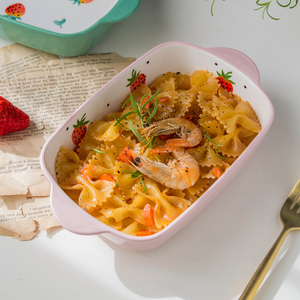 Bandeja <span class=keywords><strong>para</strong></span> <span class=keywords><strong>Hornear</strong></span> de Cerámica Pintada a Mano con Diseño de Fresas <span class=keywords><strong>para</strong></span> Uso Doméstico - Product Image 4