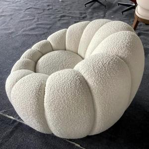 Белое современное кресло-софа из ткани с наполнителем из пены, в форме тыквы, для одного человека, с функцией раскладывания, для спальни и гостиной - Product Image 5